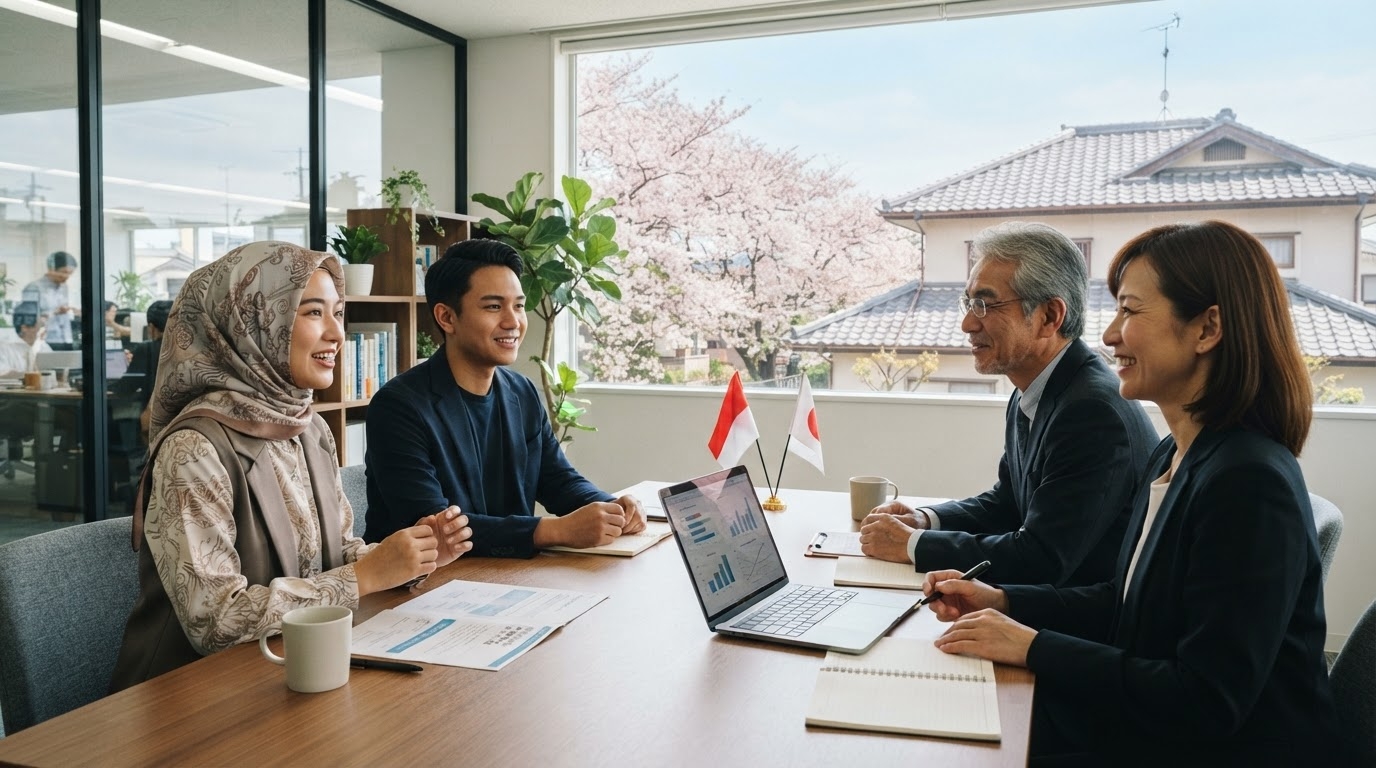 インドネシア人材と日本企業の面談風景